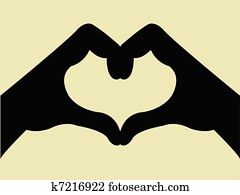 forma corazón, gesto mano