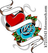 heart and rose tattoo heart and rose tattoo