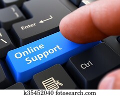 Online Support - Written on Blue Keyboard Key.