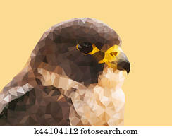 Portrait of peregrine falcon from triangles