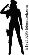 Saluting Military Woman Silhouette