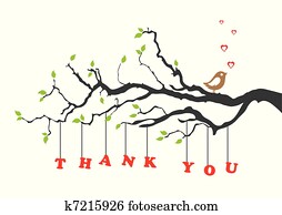 תודה, כרטיס של דש, עם, צפור