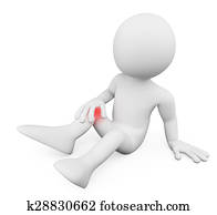 3D white people. Man with knee pain