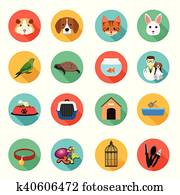 Animals and Veterinarian Flat Icons