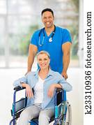 medical male nurse taking care of senior patient