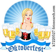 Oktoberfest girl serving beer Oktoberfest girl serving beer