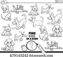 one of a kind task with dogs coloring book page one of a kind task with dogs coloring book page