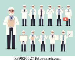 Senior doctor, medical and hospital staff characters.