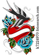 swallow rose heart tattoo swallow rose heart tattoo