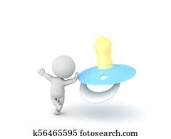 3D Character waving and leaning on pacifier 3D Character waving and leaning on pacifier