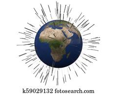 acupuncture concept with earth. 3d illustration acupuncture concept with earth. 3d illustration