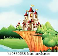 Castle towers on the cliff Castle towers on the cliff