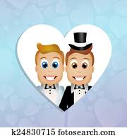 joven, alegre, par wedding