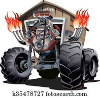 karikatur, monstertruck