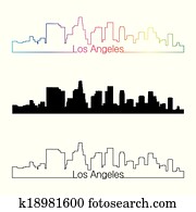 Los Angeles skyline linear style with rainbow Los Angeles skyline linear style with rainbow