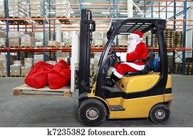 papai noel, como, um, operador forklift