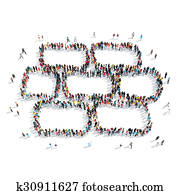 personengruppe, form, mauerwerk