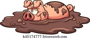 schwein, in, schlamm schwein, in, schlamm
