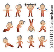 Senior woman exercising, health and fitness Senior woman exercising, health and fitness