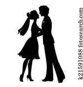 Silhouettes of bride and groom Silhouettes of bride and groom