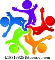 vektor, av, glad, teamwork, logo