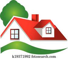 bienes raíces, casa, logotipo