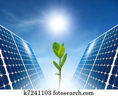 conceito, de, solar, panel., verde, energy.
