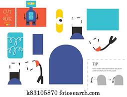 Cut and glue paper toy. Preschool kids vector educational worksheet Cut and glue paper toy. Preschool kids vector educational worksheet