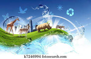 Green world with different animals collage Green world with different animals collage