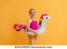Happy child wearing swimsuit Happy child wearing swimsuit