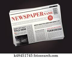 hälfte, von, zeitung, schablone, mit, headline., vektor, abbildung, isolieren