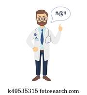 Isolated angry doctor.