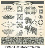 Vintage elements for wine labels Vintage elements for wine labels