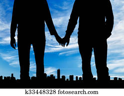 צללית, שמח, גברים הומוסקסואליים, להחזיק ידיים