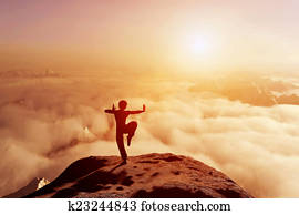 Asian man, fighter practices martia