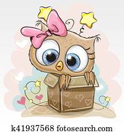 Birthday card with Cute Owl