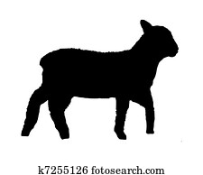 Black silhouette of a lamb on white Black silhouette of a lamb on white