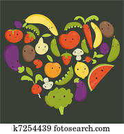 Fruits and vegetables heart shape Fruits and vegetables heart shape