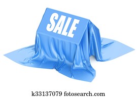 House Sale concept covered red fabric House Sale concept covered red fabric
