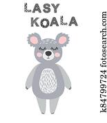 Nursery poster with cute animal. Black and white koala. Scandinavian style Nursery poster with cute animal. Black and white koala. Scandinavian style