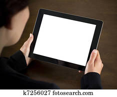 unternehmerin, halten, leer, tablette pc