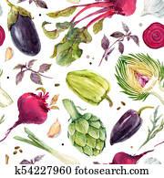 Watercolor vegetable pattern Watercolor vegetable pattern