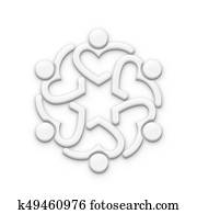 שיתוף פעולה, קבץ, care., 3d, render, דוגמה