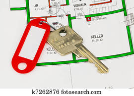 Apartment key and blueprint
