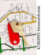 Apartment key and blueprint