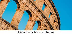 Architecture details of the Roman amphitheatre in Pula Architecture details of the Roman amphitheatre in Pula
