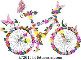 bicicleta, com, flores