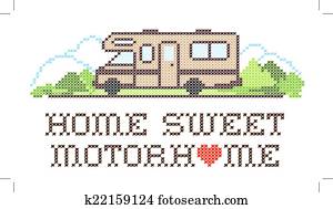 eigenheim, suesser, reisemobile, stickerei eigenheim, suesser, reisemobile, stickerei