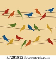 pássaro, ligado, um, fio