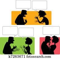 silhouette, av, følelsesmessig, par